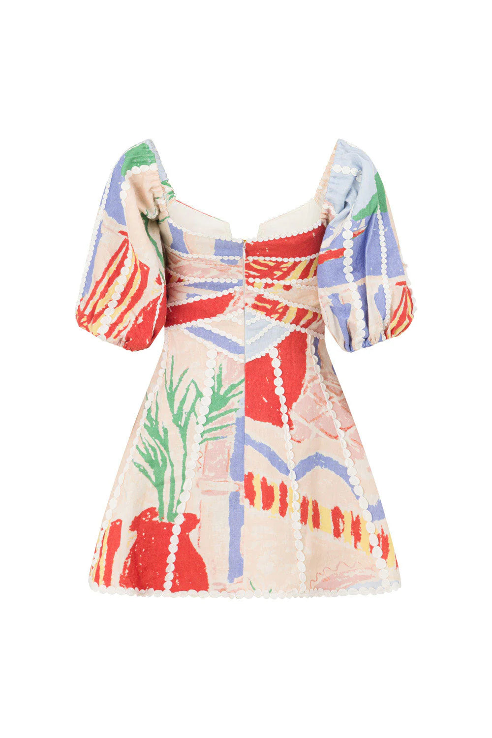 Women’s Off-Shoulder Puff Sleeve Mini Dress with V-Neck
