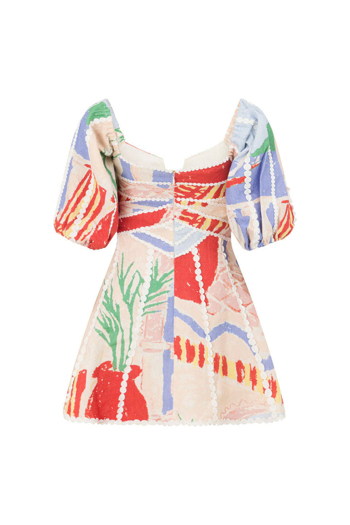 Women’s Off-Shoulder Puff Sleeve Mini Dress with V-Neck