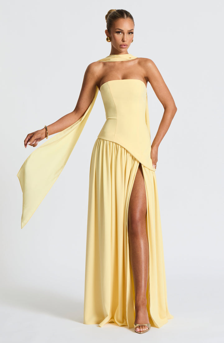 Women’s Strapless Front-Slit Maxi Dress
