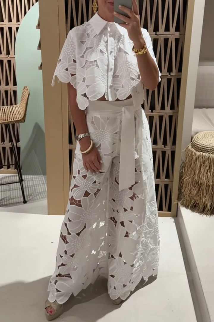 Women’s Floral Lace Embroidered Two-Piece Set