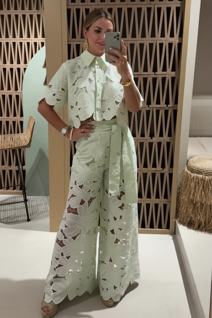 Women’s Floral Lace Embroidered Two-Piece Set