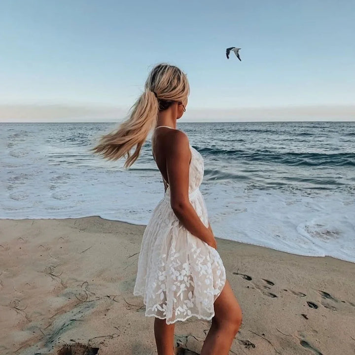 Women’s Boho Mini Dress with V-Neck