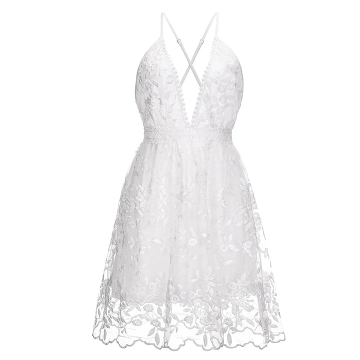 Women’s Boho Mini Dress with V-Neck