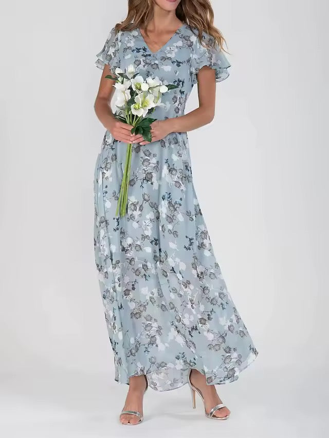 Women’s V-Neck Waist-Seam Dress | Maxi