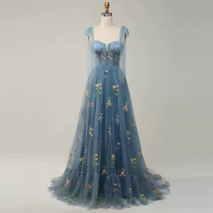 Women’s Embroidered Evening Corset Maxi A-Line Dress