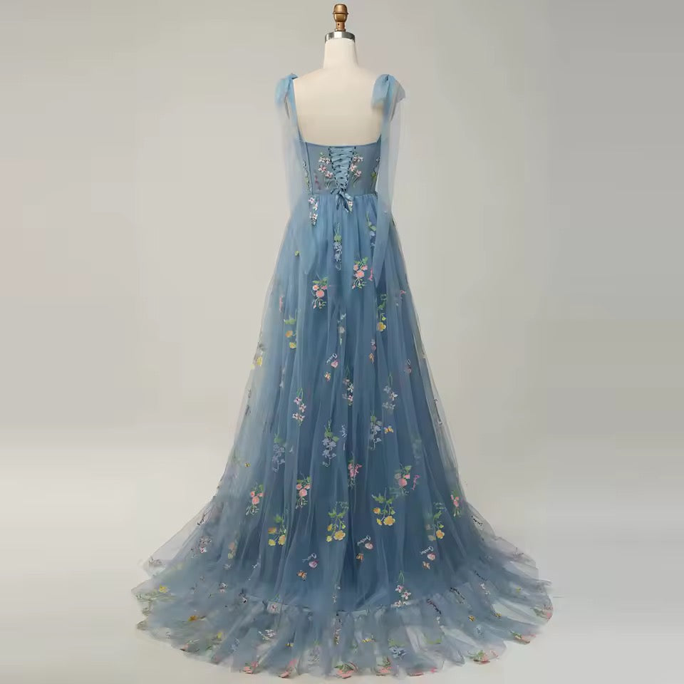 Women’s Embroidered Evening Corset Maxi A-Line Dress