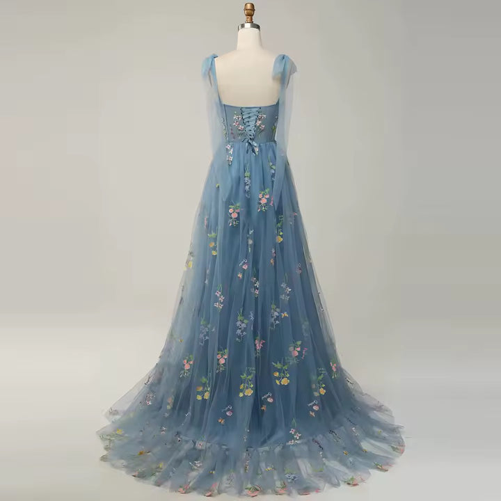 Women’s Embroidered Evening Corset Maxi A-Line Dress
