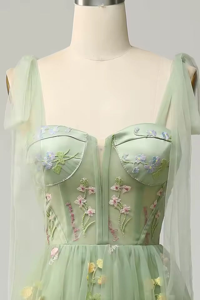 Women’s Embroidered Evening Corset Maxi A-Line Dress