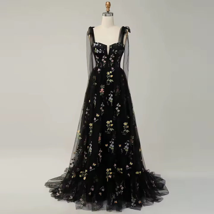 Women’s Embroidered Evening Corset Maxi A-Line Dress