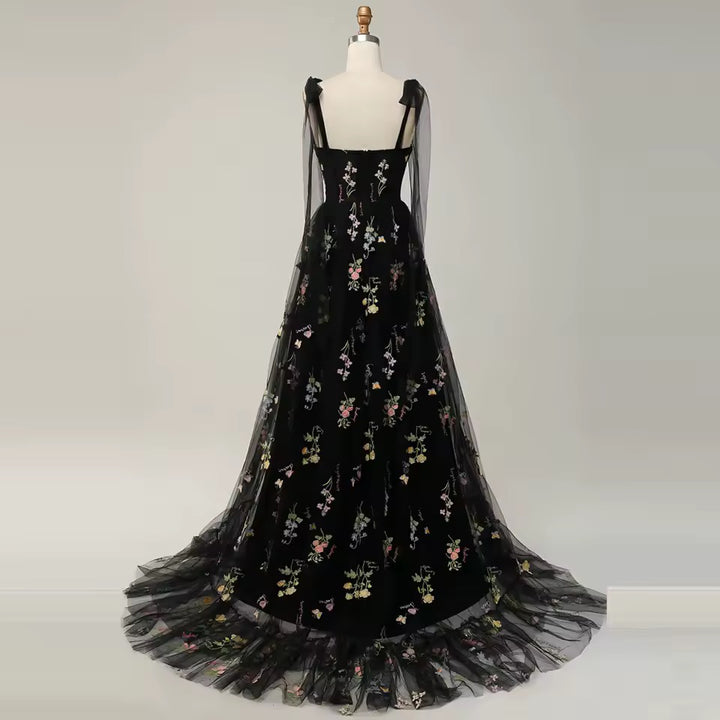 Women’s Embroidered Evening Corset Maxi A-Line Dress