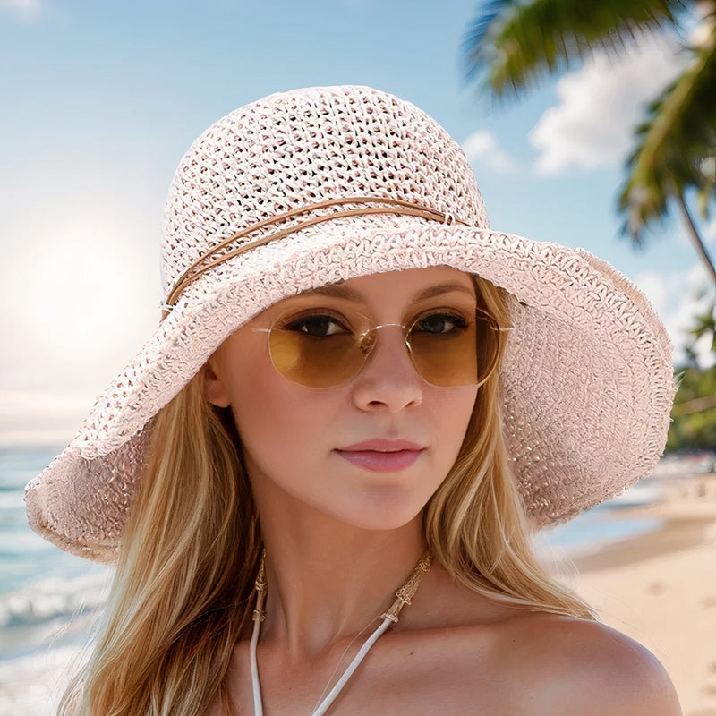Women’s Woven Sun Hat with Wide Brim
