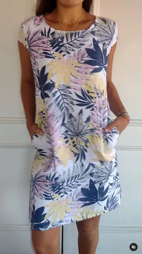 Women's Cotton Linen Botanical Summer Dress