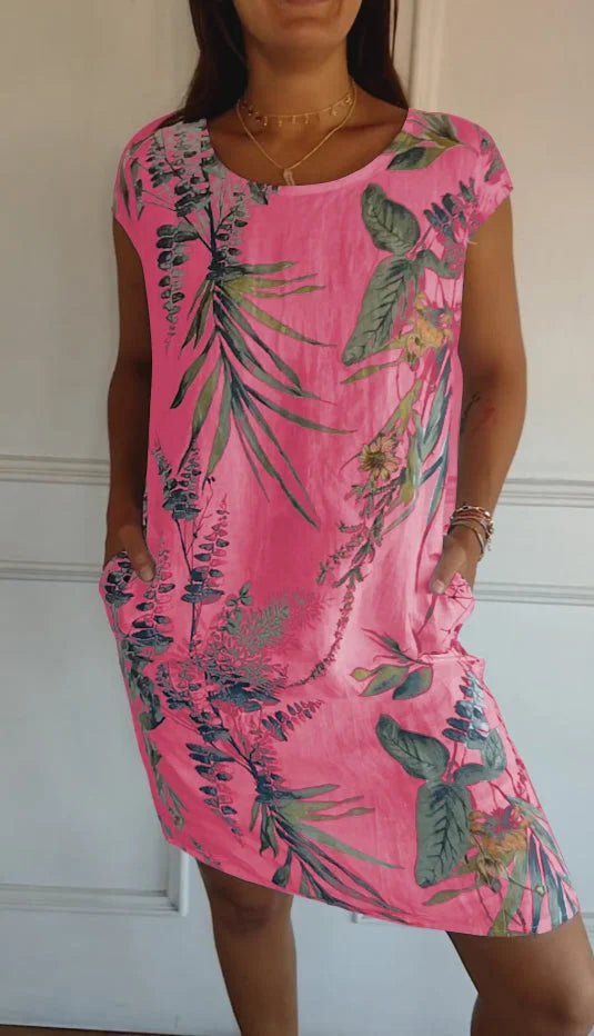 Women's Cotton Linen Botanical Summer Dress