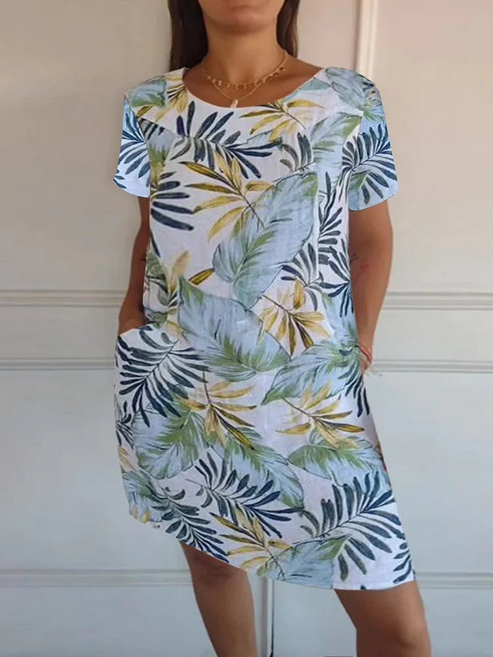 Women's Cotton Linen Botanical Summer Dress