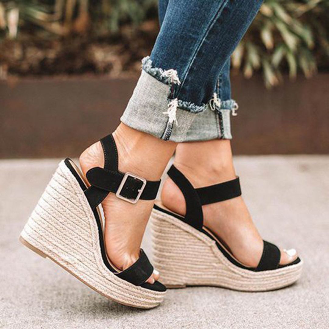 Women’s Woven Platform Wedge Sandals with Ankle Strap