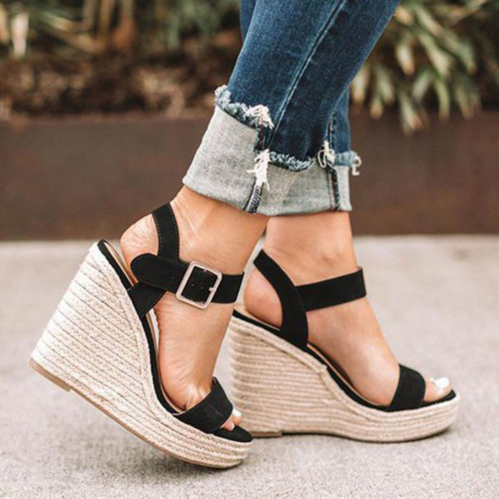 Women’s Woven Platform Wedge Sandals with Ankle Strap