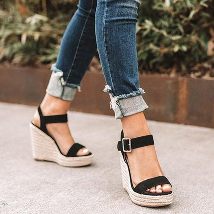 Women’s Woven Platform Wedge Sandals with Ankle Strap