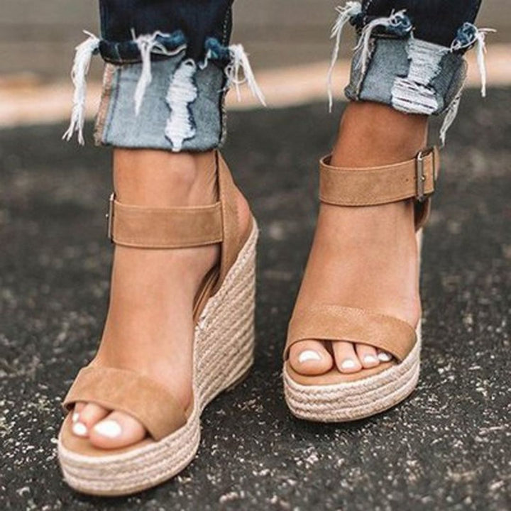 Women’s Woven Platform Wedge Sandals with Ankle Strap