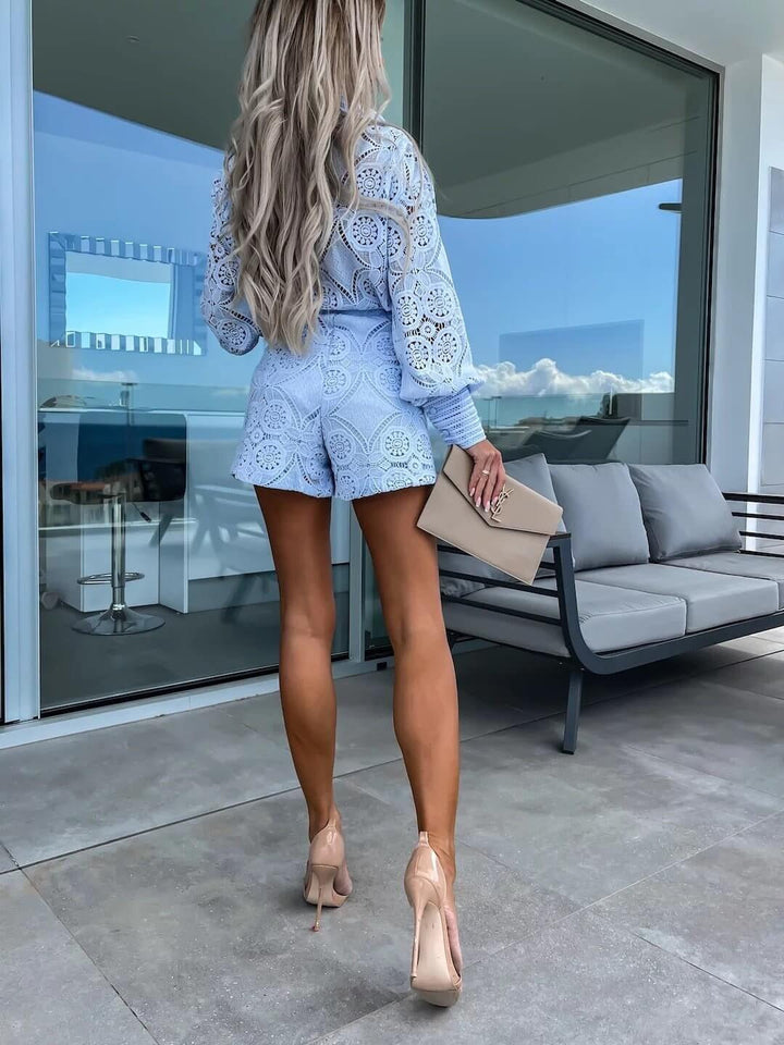 Women’s Embroidered Two-Piece Set with Shorts