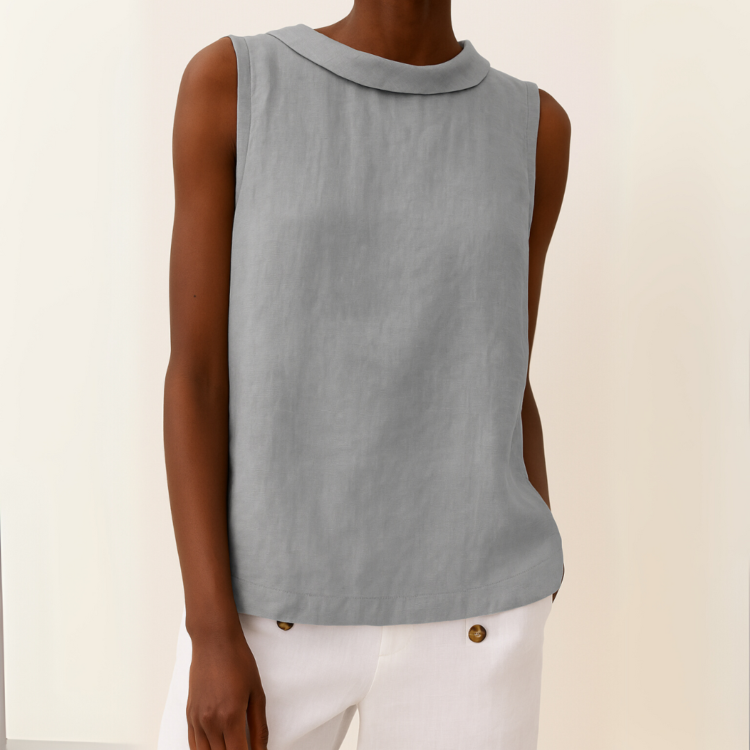 Women's Sleeveless Roll-Neck Minimalist Straight Fit Shell Top