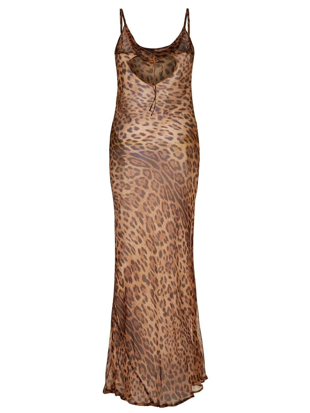 Women’s Leopard Print Maxi Dress with Cowl-Neck