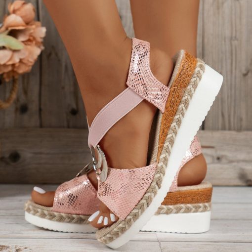 Women’s Platform Espadrille Wedge Sandals with Stretch straps