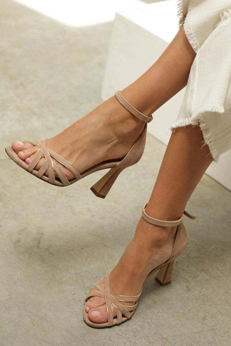 Women's Strappy Block Heel Sandals with Ankle Strap