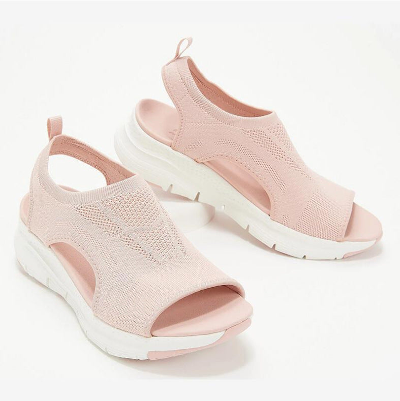 Women’s Open Toe Slip On Platform Sandals with Wide Strap