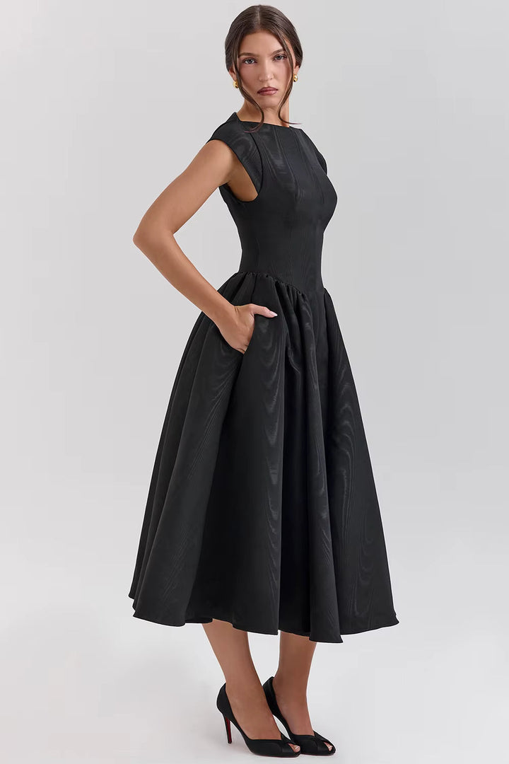 Women's Structured Cap Sleeve Midi Occasion Dress