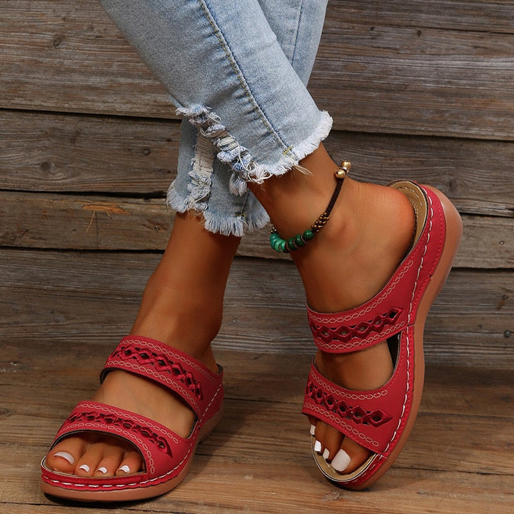 Women’s Wide-Strap Sandals with Flat Sole