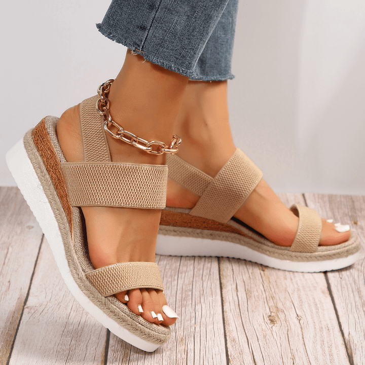 Women’s Platform Sandals with Wide Elastic Straps