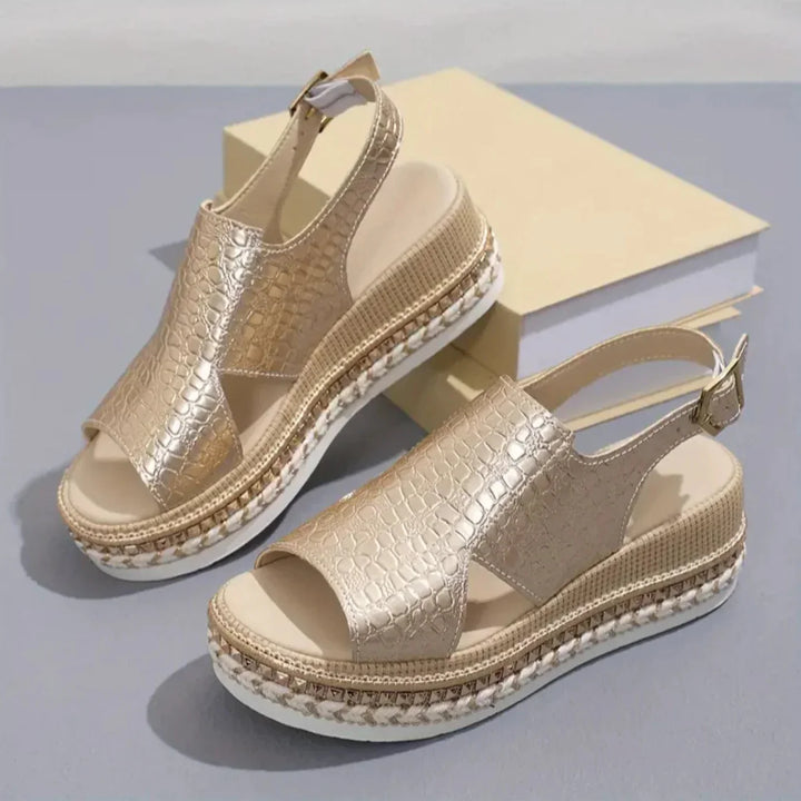 Women’s Metallic Platform Buckle Slingback Sandals