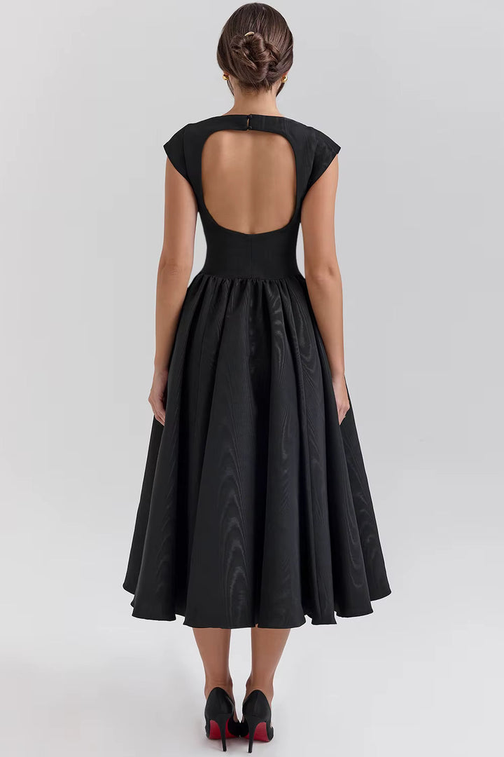 Women's Structured Cap Sleeve Midi Occasion Dress