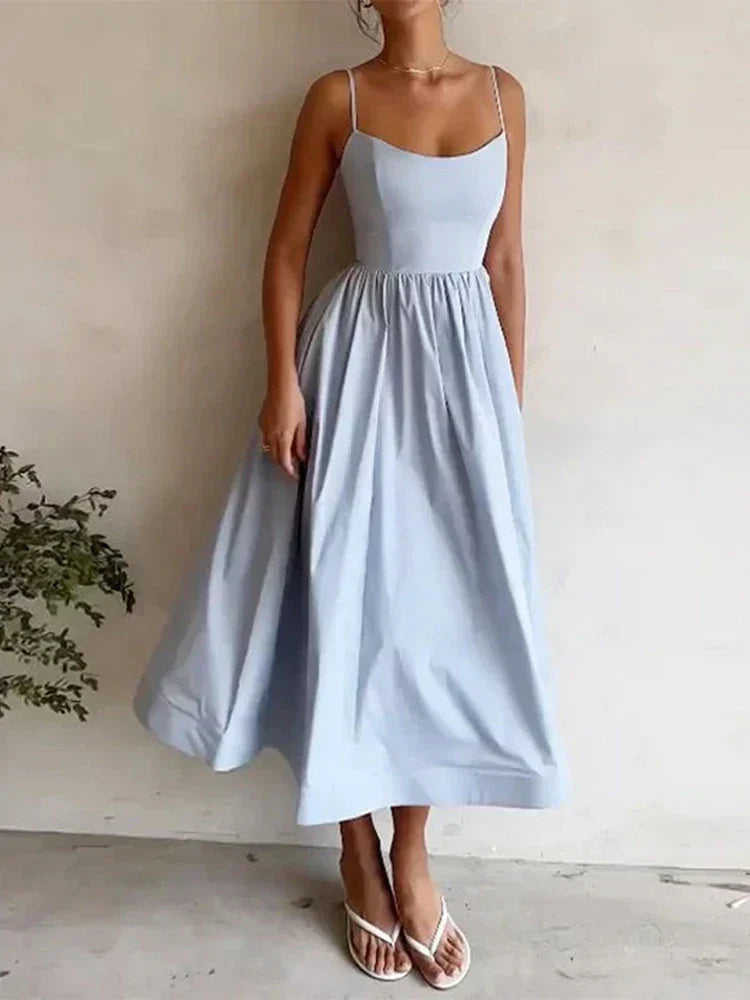 Women’s Spaghetti Strap A-Line Midi Dress