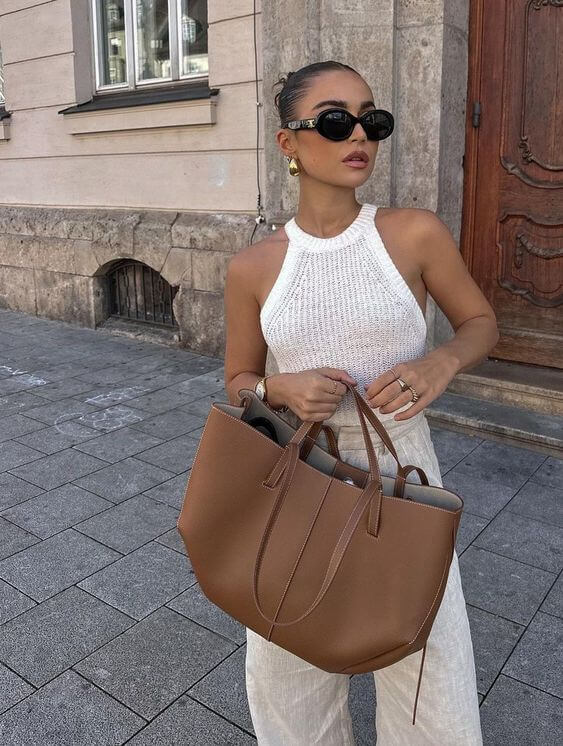 Women’s Structured Tote Bag with Top Handles
