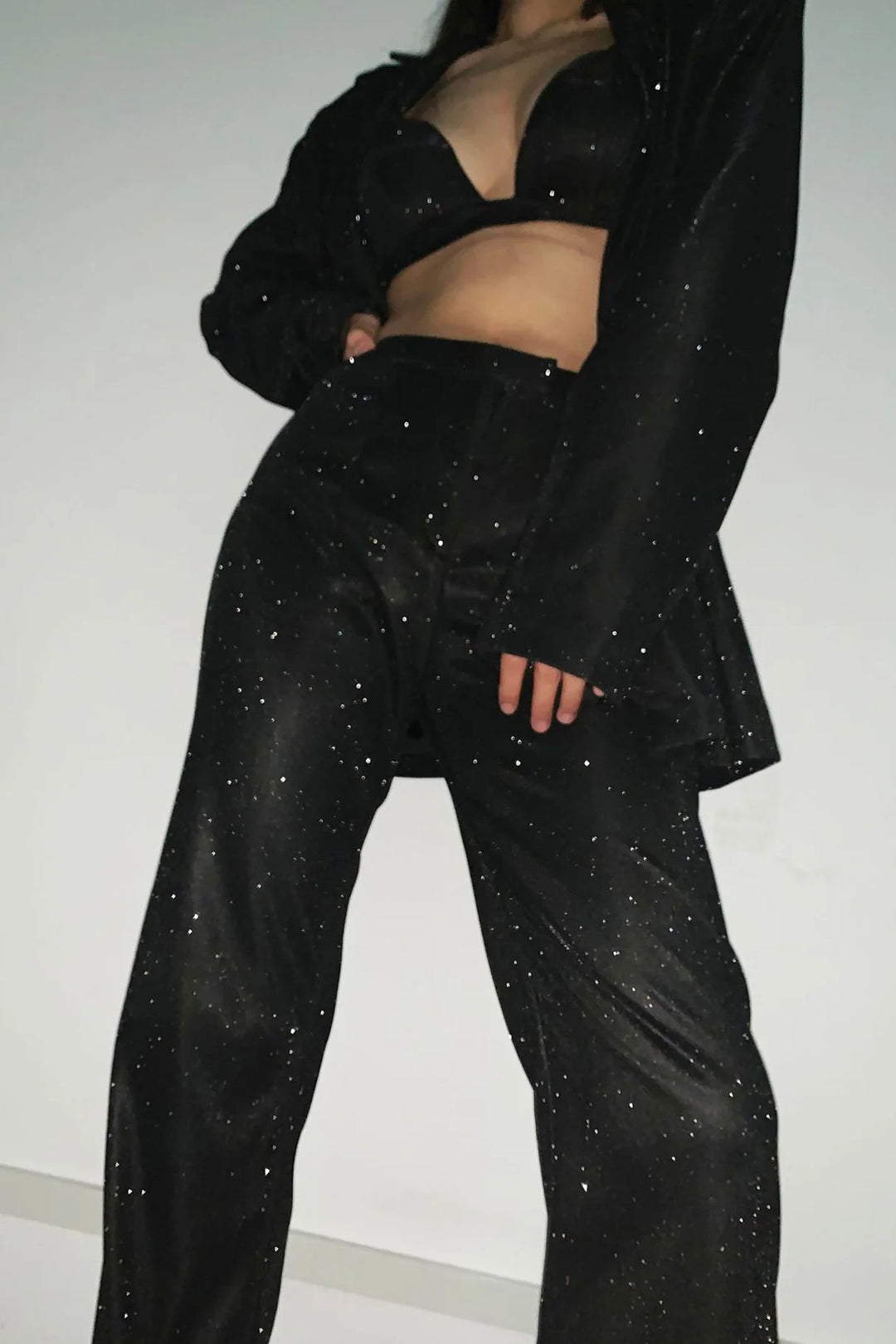 Women’s Sequin Blazer Three-Piece Set with Pants