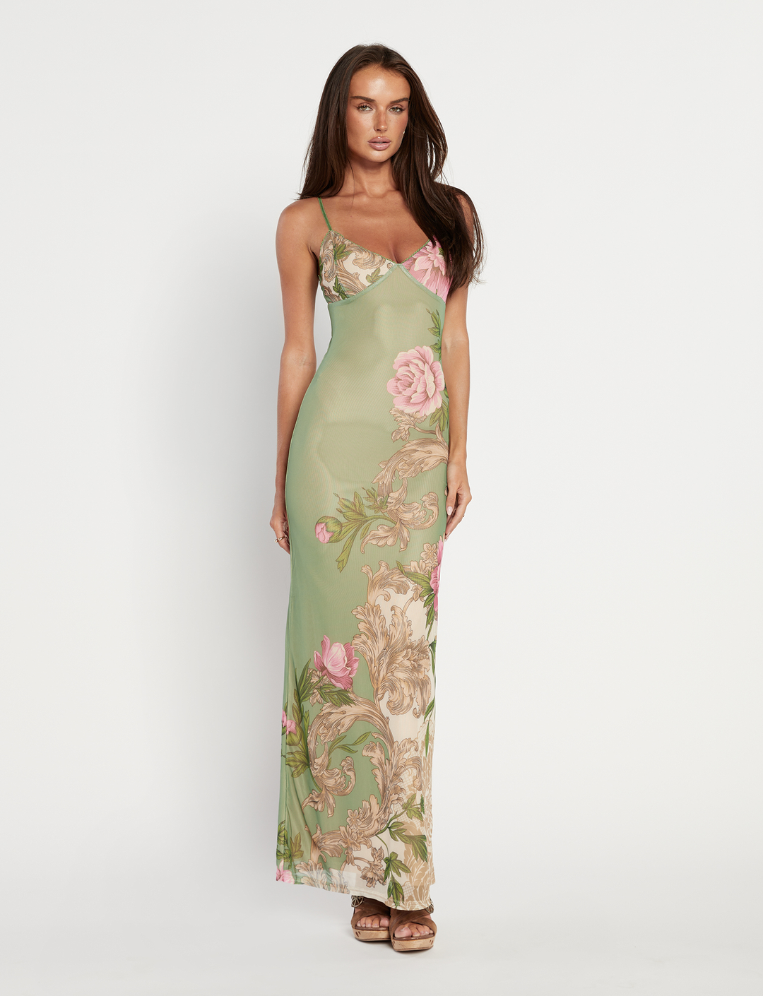 Women’s Floral Maxi Dress with V-Neck