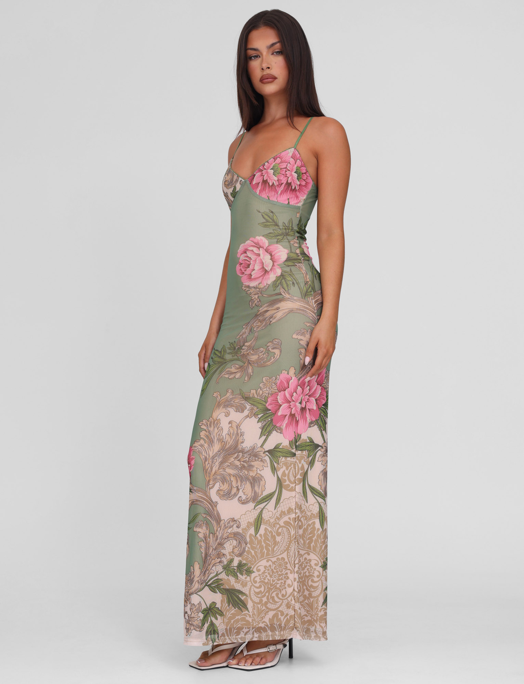 Women’s Floral Maxi Dress with V-Neck