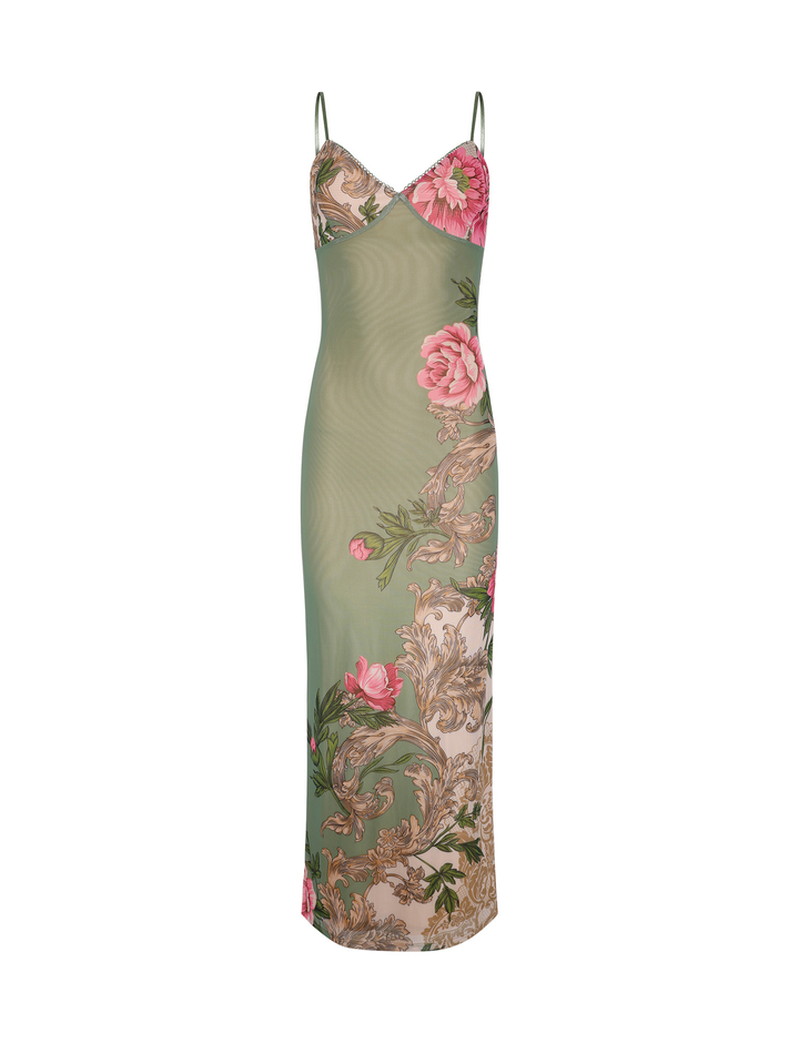 Women’s Floral Maxi Dress with V-Neck