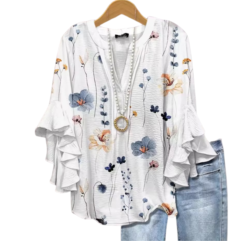 Women’s V-Neck Ruffle-Sleeve Blouse