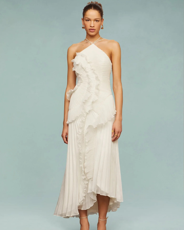 Women’s Asymmetric A-Line Halter Gown
