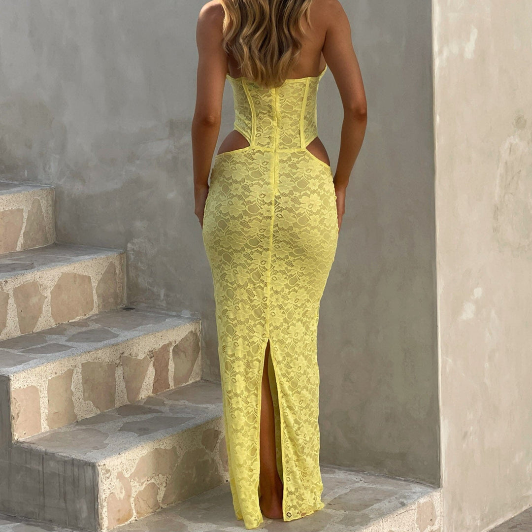 Women’s Halter Corset Lace Maxi Dress