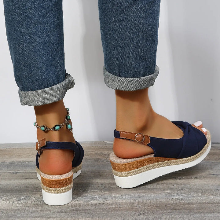 Women’s Knotted Slingback Wedge Sandals with Open-Toe
