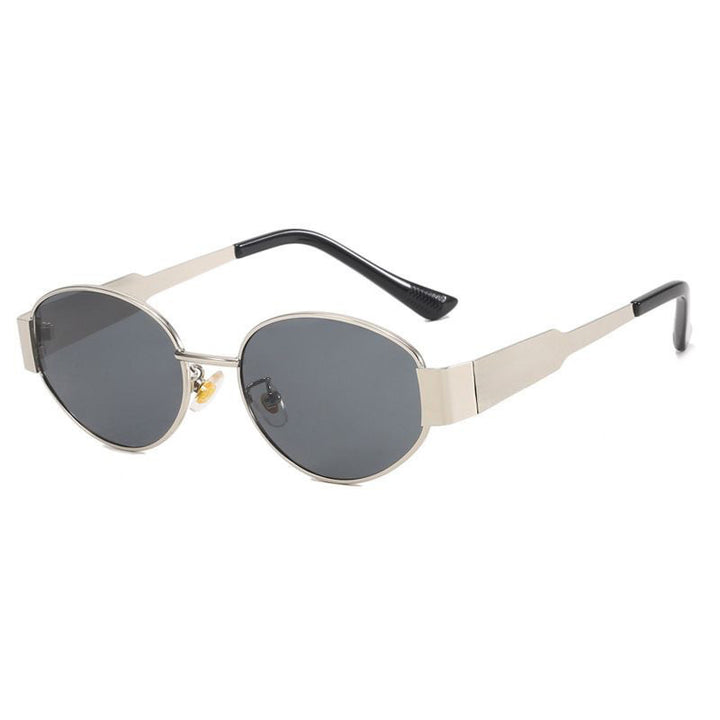 Women’s Oval Metal Sunglasses with Slim Arms
