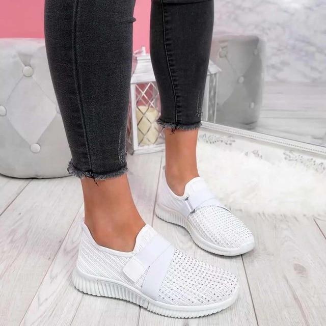 Women’s Slip-On Sneakers with Hook-and-Loop Strap