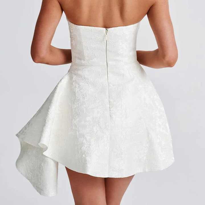 Women’s Strapless Cocktail Mini Dress with Side Drape