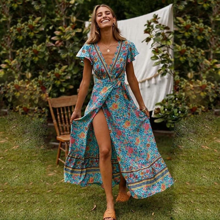 Women’s Boho Maxi Dress with Side-Split