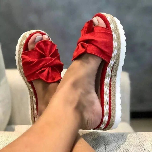 Women’s Bow Platform Sandals with Slip-On