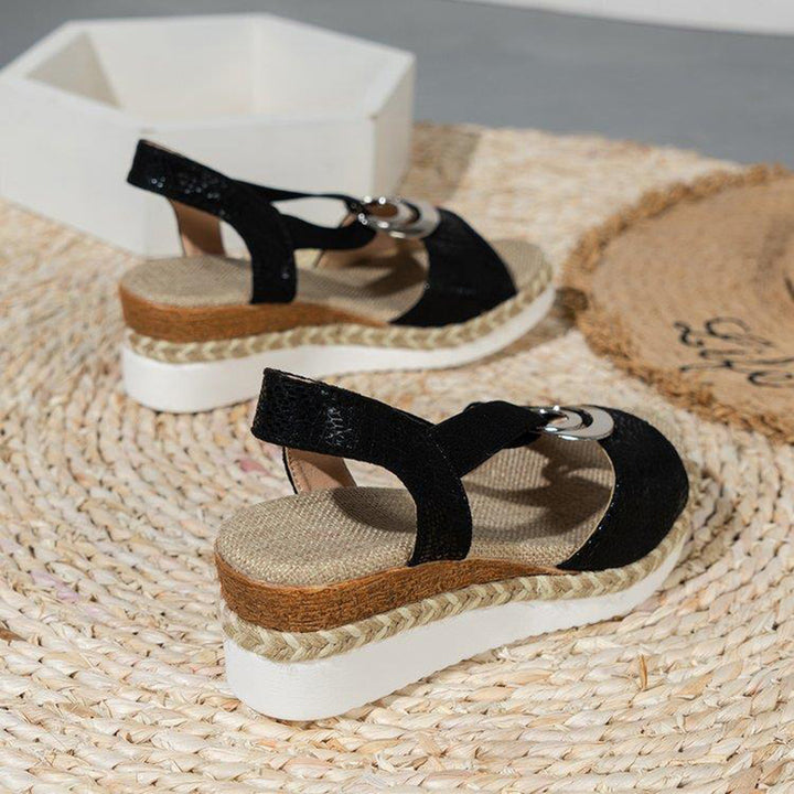 Women’s Open-Toe Wedge Espadrille Sandals with Crossover Straps