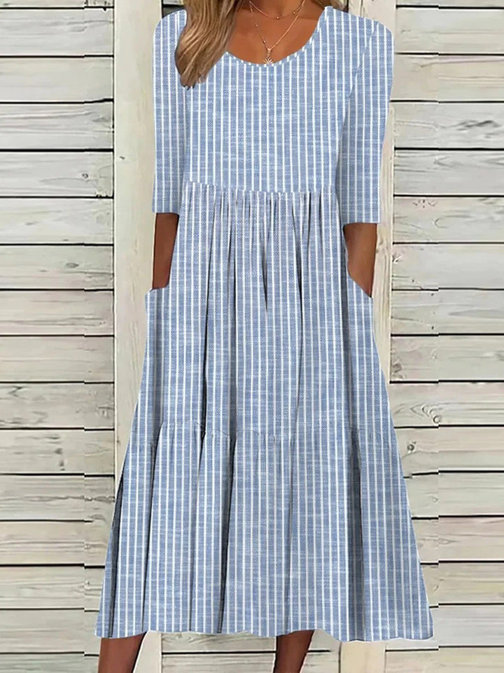Women’s Striped Crew-Neck Dress | Midi